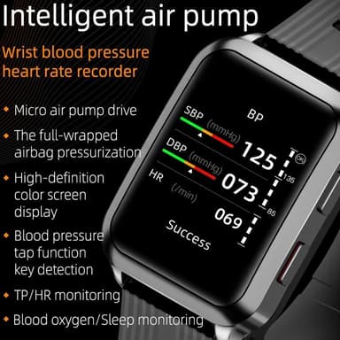 Smartwatch med blodtrycksmätare Svart