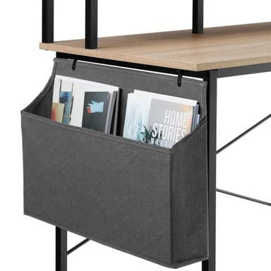 tectake Skrivbord med hylla och tygpåse - Industriellt lätt trä, ek Sonoma, 120 cm