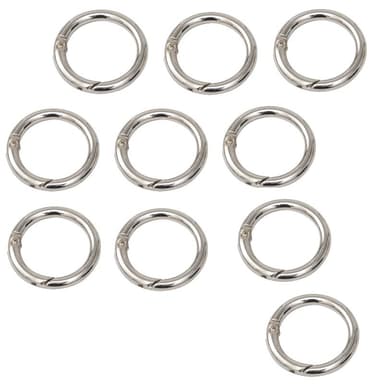 Runda nyckelringar med karbinlås 10-pack Silver