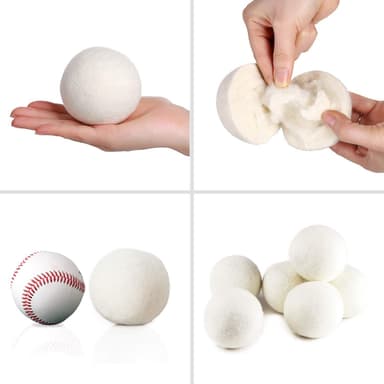 Torkbollar av ull 3 cm 6-pack Vit S
