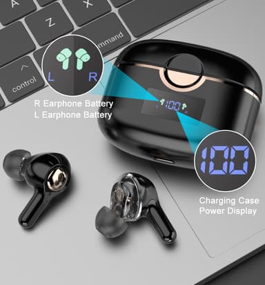 Trådlösa Bluetooth 5.0 Hörlurar med dubbla dynamiska högtalare Vit