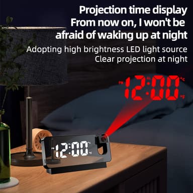 Projektionsklocka / LED-väckarklocka Svart