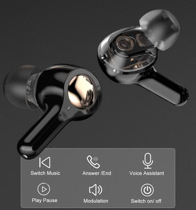 Trådlösa Bluetooth 5.0 Hörlurar med dubbla dynamiska högtalare Vit