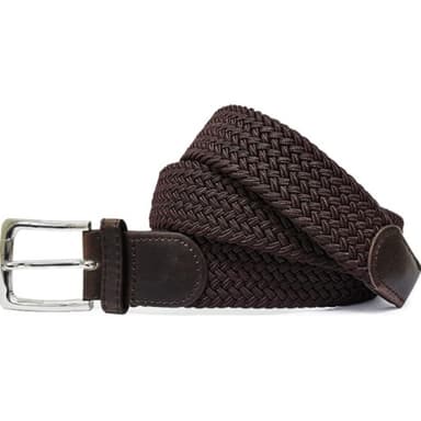 Flätat Elastiskt Bälte med Spänne 105cm Brun