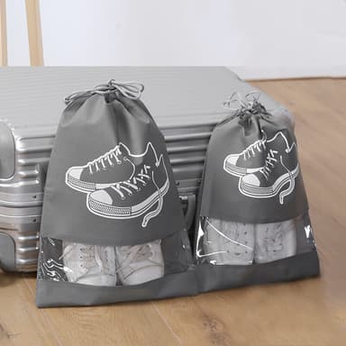 Skopåsar med dragsko och fönster 5-pack Grå