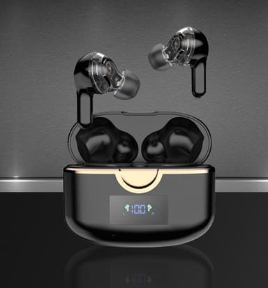 Trådlösa Bluetooth 5.0 Hörlurar med dubbla dynamiska högtalare Vit