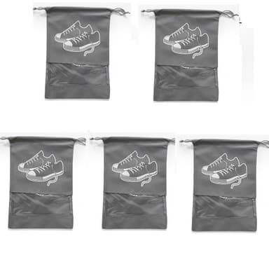 Skopåsar med dragsko och fönster 5-pack Grå