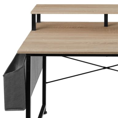tectake Skrivbord med hylla och tygpåse - Industriellt lätt trä, ek Sonoma, 120 cm