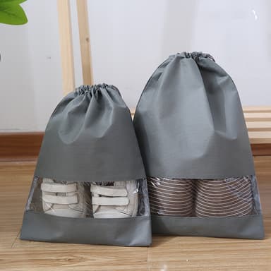 Skopåsar med dragsko och fönster 5-pack Grå
