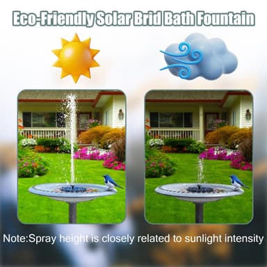 2 Pack Fontän med solceller 16 cm -Solcellsfontän/Vattenfontän