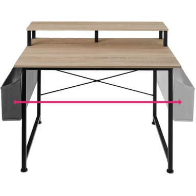 tectake Skrivbord med hylla och tygpåse - Industriellt lätt trä, ek Sonoma, 120 cm