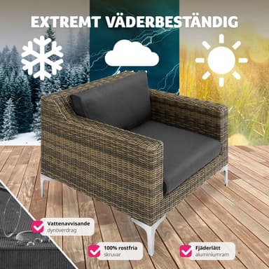 tectake Modulär rottingset Villanova aluminiumfåtölj - Antracitgrå melerad