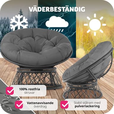 tectake Roterande Gargano rottingfåtölj - svart