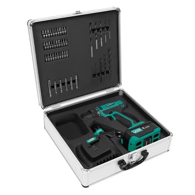 VONROC Batteridriven Borrmaskin 20V - 19 momentinställningar - Inkl. 4.0Ah Batteri, Laddare och 46 tillbehör i premiumväska