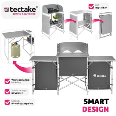 tectake Campingkök XXL med 5 fack - grå