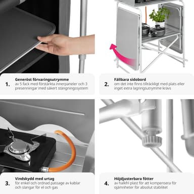 tectake Campingkök XXL med 5 fack - grå