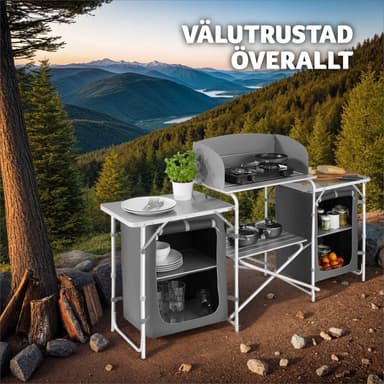 tectake Campingkök XXL med 5 fack - grå