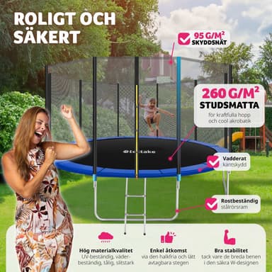 tectake Studsmatta Garfunky med skyddsnät , upp till 80 kg - 457 cm
