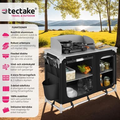 tectake Campingkök Lyx med 4 fack - svart