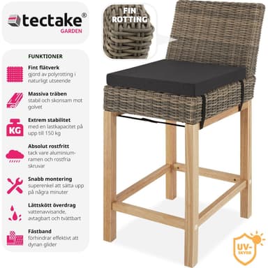 tectake Rotting barstol Latina - natur