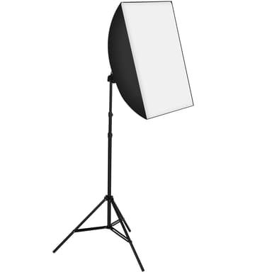 tectake Set med 4 studiolampor med softbox, stativ och väska - svart