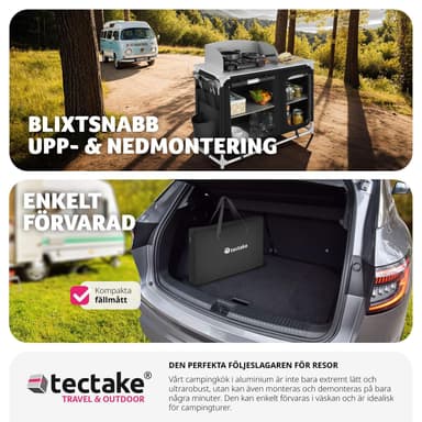tectake Campingkök Lyx med 4 fack - svart