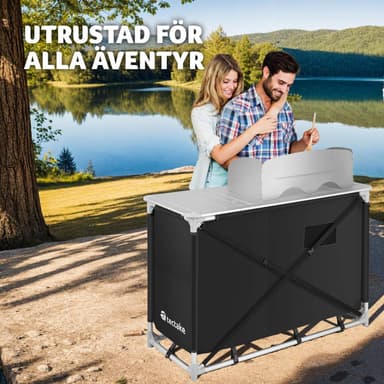 tectake Campingkök Lyx med 4 fack - svart