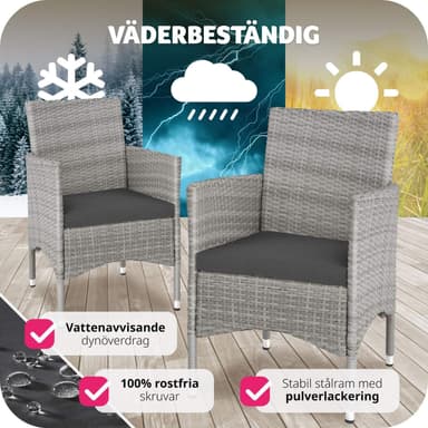 tectake 2 trädgårdsstolar i rotting Royan - ljusgrå/creme