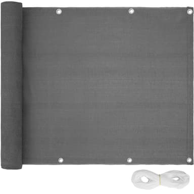 tectake Insynsskydd Balkong, med metallförstärkta öglor, version 2 - grå, 90 cm