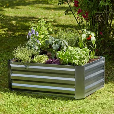 tectake Odlingsbädd Valeriana galvaniserad - grå