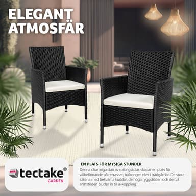 tectake 2 trädgårdsstolar i rotting Royan - svart/beige