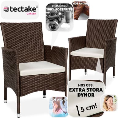 tectake 2 trädgårdsstolar i rotting Royan - brun/beige