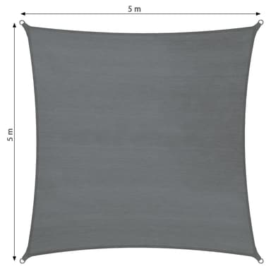 tectake Solsegel i polyeten kvadratiskt, grå - 500 x 500 cm
