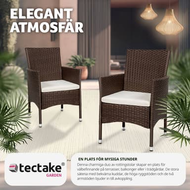 tectake 2 trädgårdsstolar i rotting Royan - brun/beige