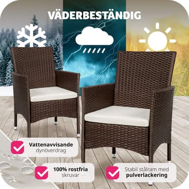 tectake 2 trädgårdsstolar i rotting Royan - brun/beige
