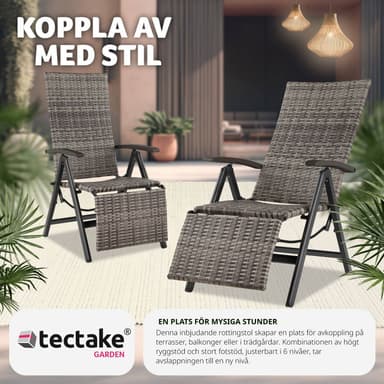 tectake Fällbar stol i rotting med aluminiumram och fotstöd - grå