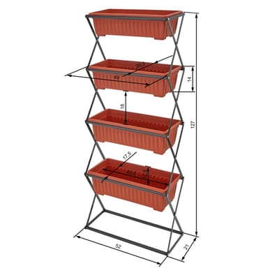 tectake Vertikal odlingsbädd med 4 lådor - brun