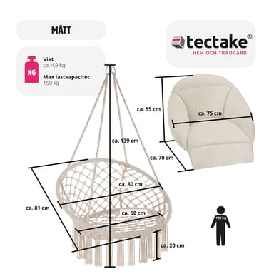 tectake Hängstol Samira - beige