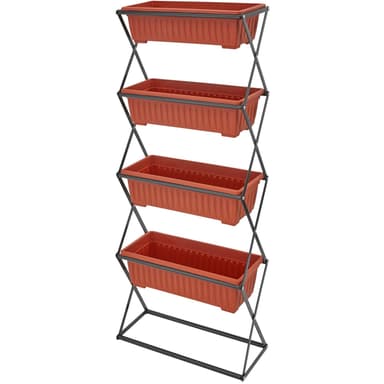 tectake Vertikal odlingsbädd med 4 lådor - brun