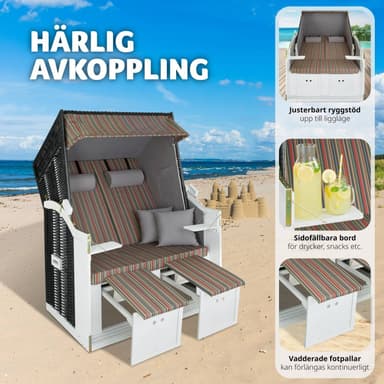 tectake Strandkorgstol med dyna, inkluderar överskyddsdrag - flerfärgad