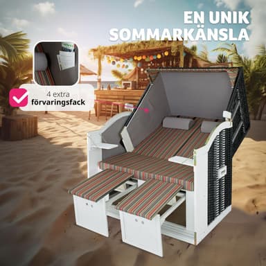 tectake Strandkorgstol med dyna, inkluderar överskyddsdrag - flerfärgad