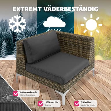 tectake Modulärt rottingset Villanova aluminium vänster hörn - Antracitgrå melerad