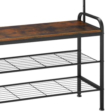 tectake Garderob - 85,5x36x184cm, Industriellt mörkt trä, rustikt