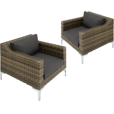 tectake Modulärt loungeset Villanova Aluminiumset 5 2-sits - Antracitgrå melerad