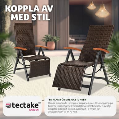 tectake Fällbar stol i rotting med aluminiumram och fotstöd - brun