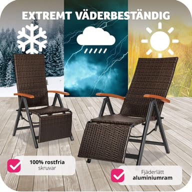 tectake Fällbar stol i rotting med aluminiumram och fotstöd - brun
