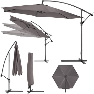 tectake Parasoll 350 cm - grå