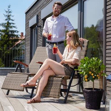tectake Fällbar stol i rotting med aluminiumram och fotstöd - brun