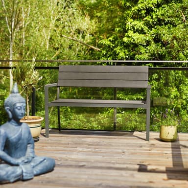 tectake Trädgårdsbänk Line 2-sits med aluminiumram 128x59x88cm - mörkgrå