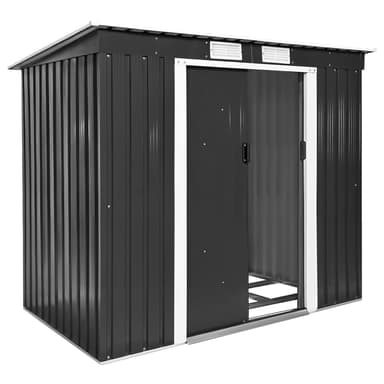 tectake Redskapsbod med snedtak 213x130x173cm - grå/vit